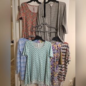 Lot Of 6 LULAROE shirts Cardigan Womens Bundle - Size S Stripes, Chevron, Floral